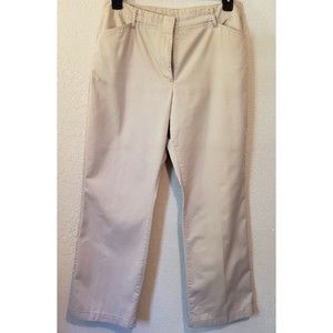 Lands' End Womens Plain Classic Curvy Chinos Pants Khaki 10 Style 195206
